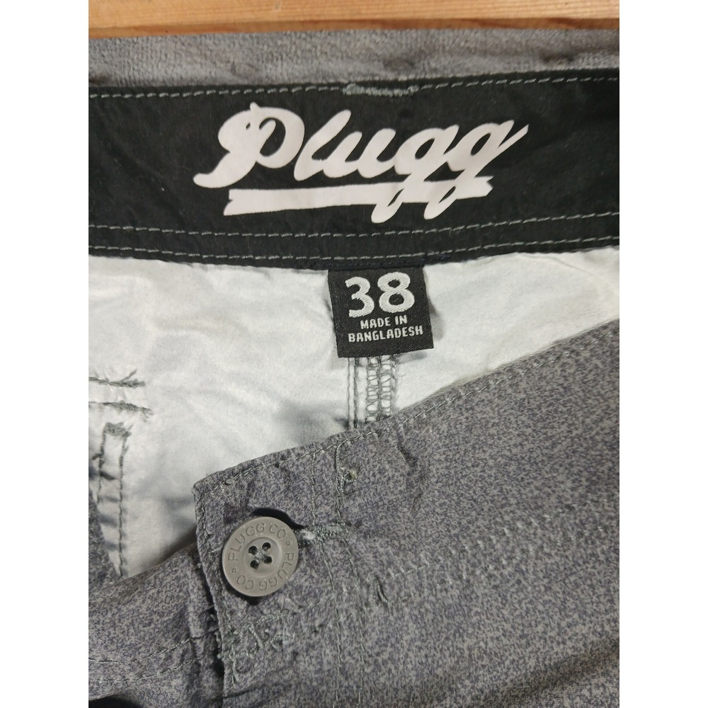 Plugg Mens Gray Cargo Shorts Size 38 Heathered Multi Pocket Casual Utility - Picture 2 of 4